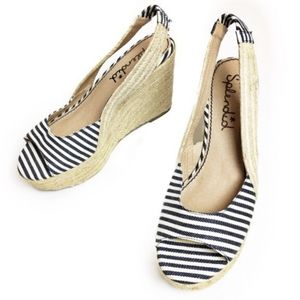 Splendid Navy Stripe Platform Espadrille Wedge Sandals 8